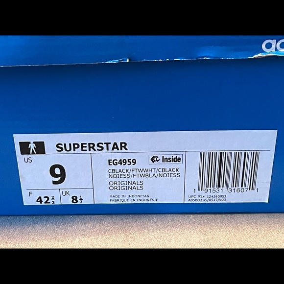 SZ 9 Adidas Superstar Core Black White Shell 2019 - Picture 5 of 12